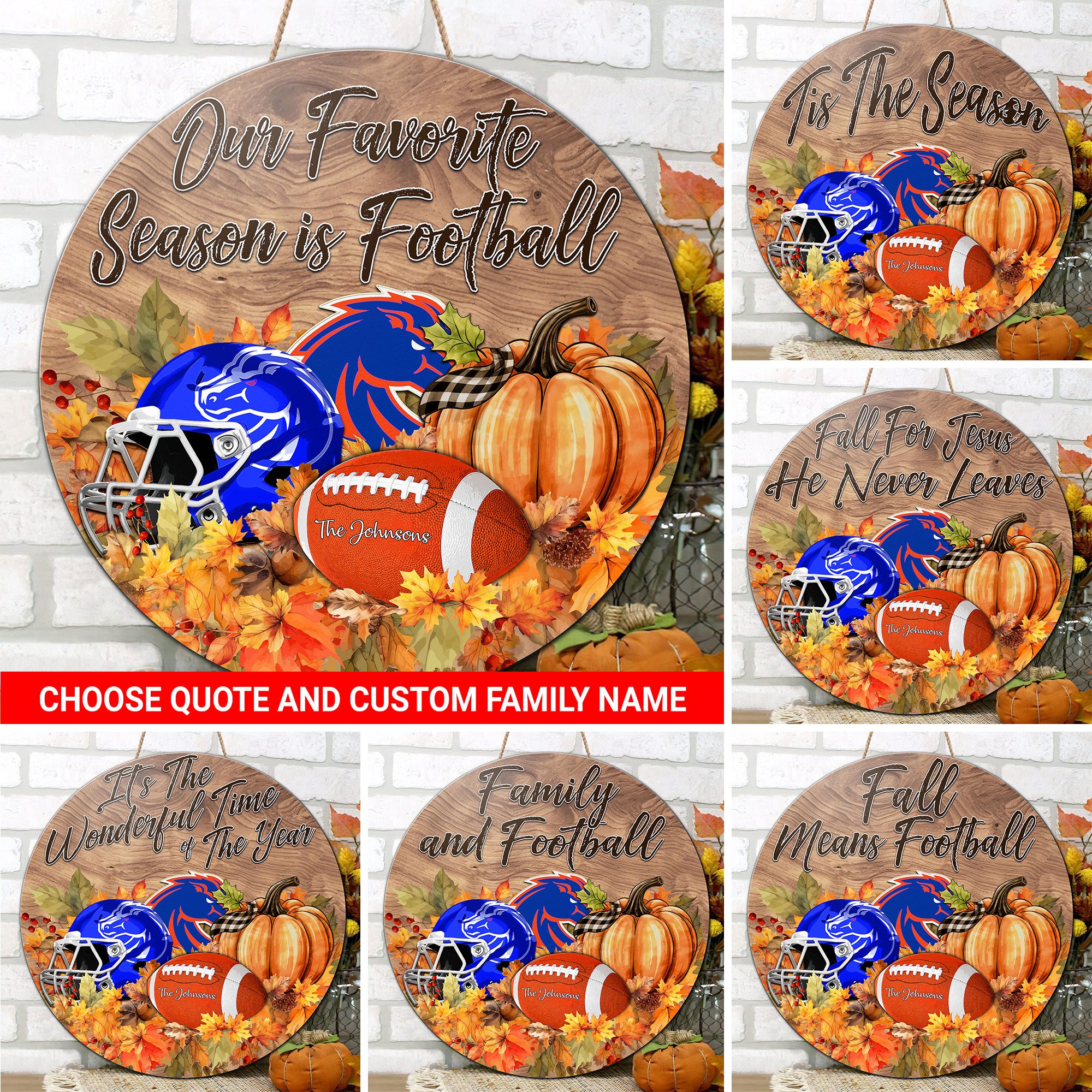 Boise State Broncos Shape Wooden Sign Custom Your Family Name And Choose Your Quotes, Sport Sign, Sport Gifts For Fan, Home Decorations EHIVM-59971